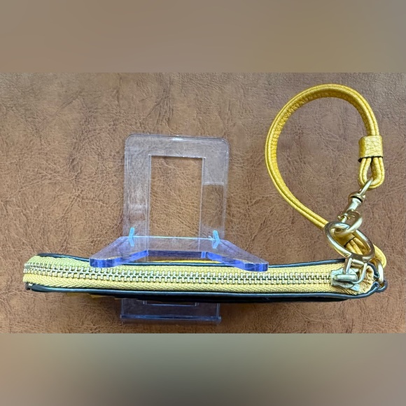 Tory Burch Perry Bombe Zip Card Case Golden Sunset Yellow Leather Wristlet - Picture 6 of 11